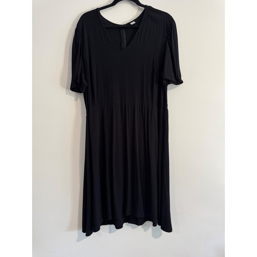 summer flowy dress Old Navy V-Neck Smocked Womens XXL Black Short Sleeve Flutter - Picture 1 of 4